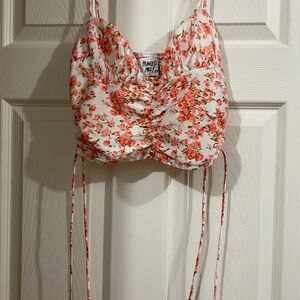 Princess Polly Pink and White Side Tie Halter